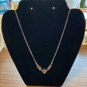 New Elegant Silver Winged Necklace with Purple Gemstone